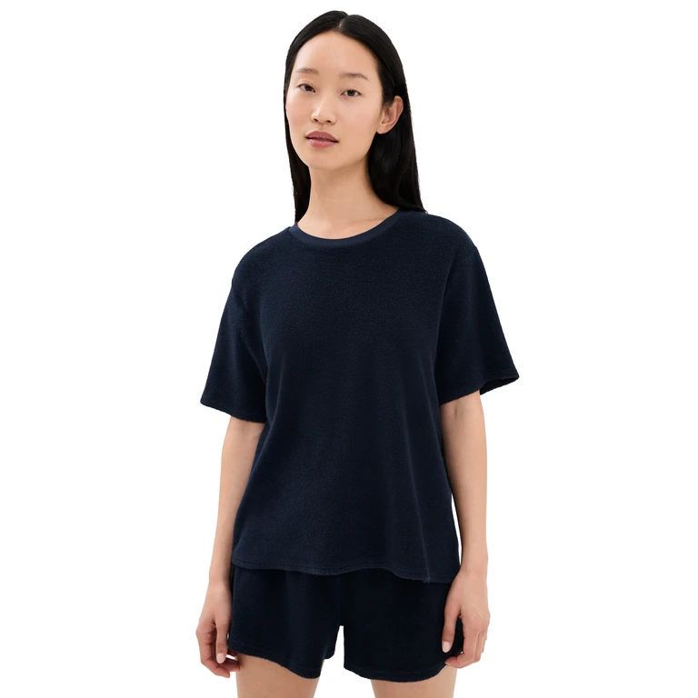 perfectwhitetee Terry Crew Tee Navy M
