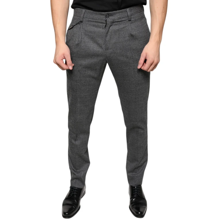 Dolce & Gabbana Gray Check Tartan Wool Skinny Pants Virgin Elastane - Men
