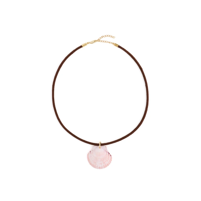 SHASHI Cord Scallop Necklace Brown One Size