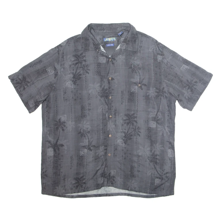 CAMPIA Mens Hawaiian Shirt Grey Floral XL