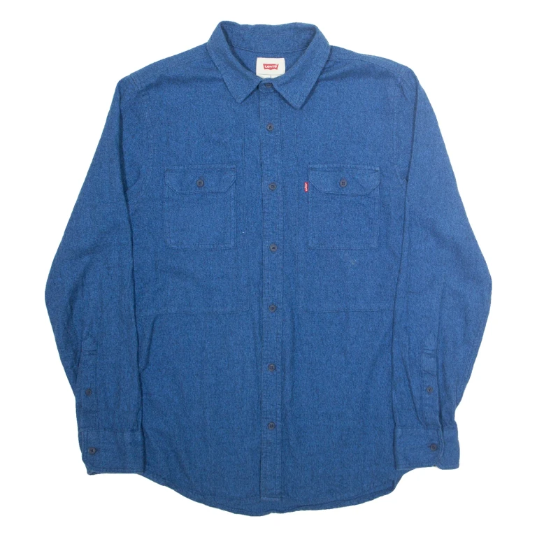 LEVI'S Mens Plain Shirt Blue Long Sleeve S