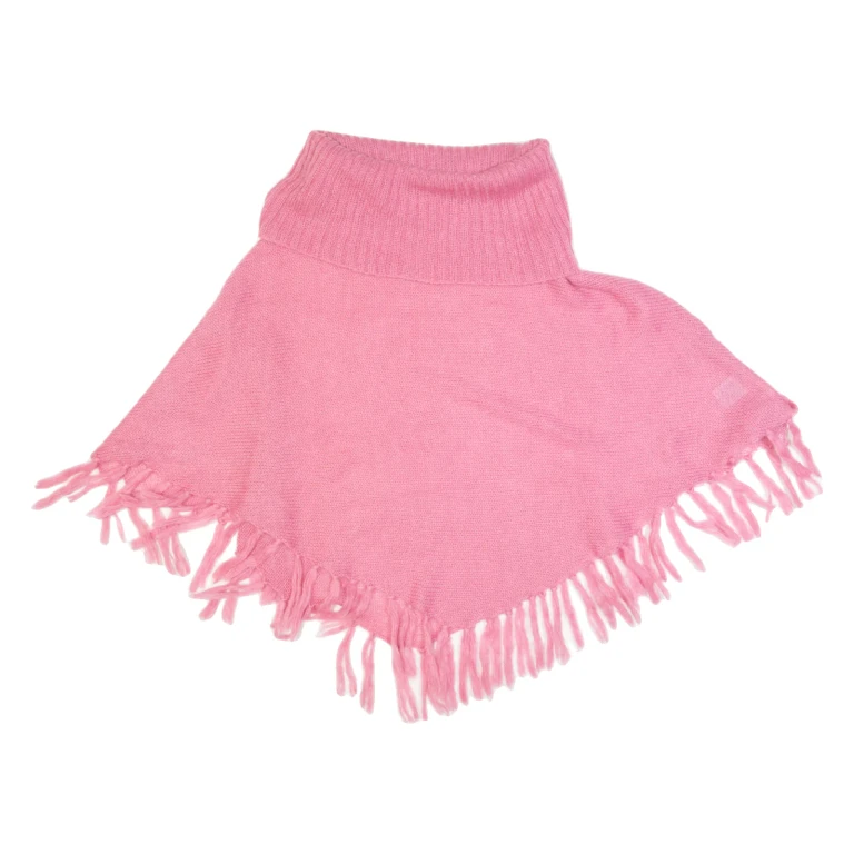 GUESS Poncho Womens Jumper Pink Roll Neck Tight Knit Short Sleeve Mohair S
