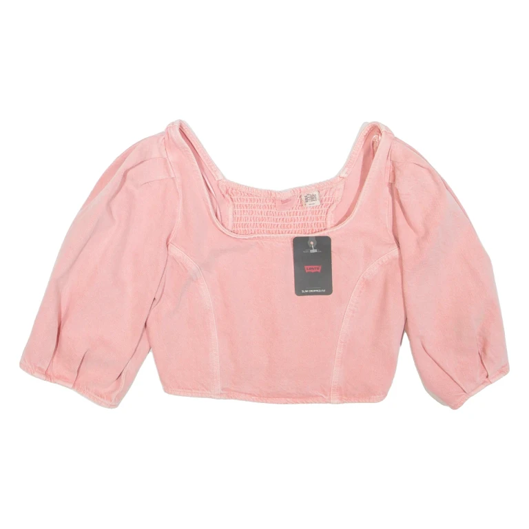 LEVI'S Womens Cropped Top Pink 3/4 Sleeve S
