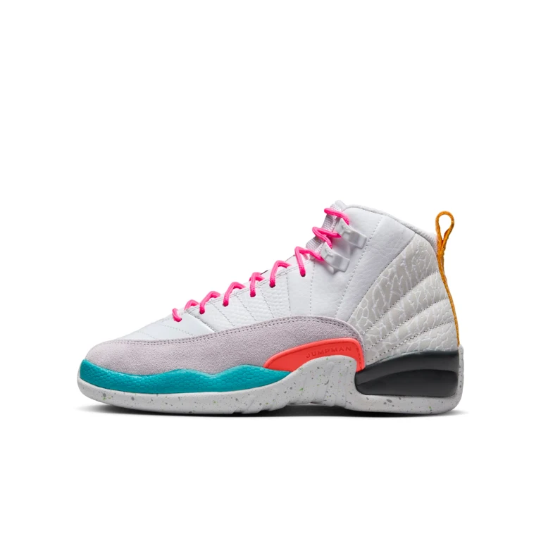 Grade School Retro 12 'White Vapor Green Gs' Sneakers