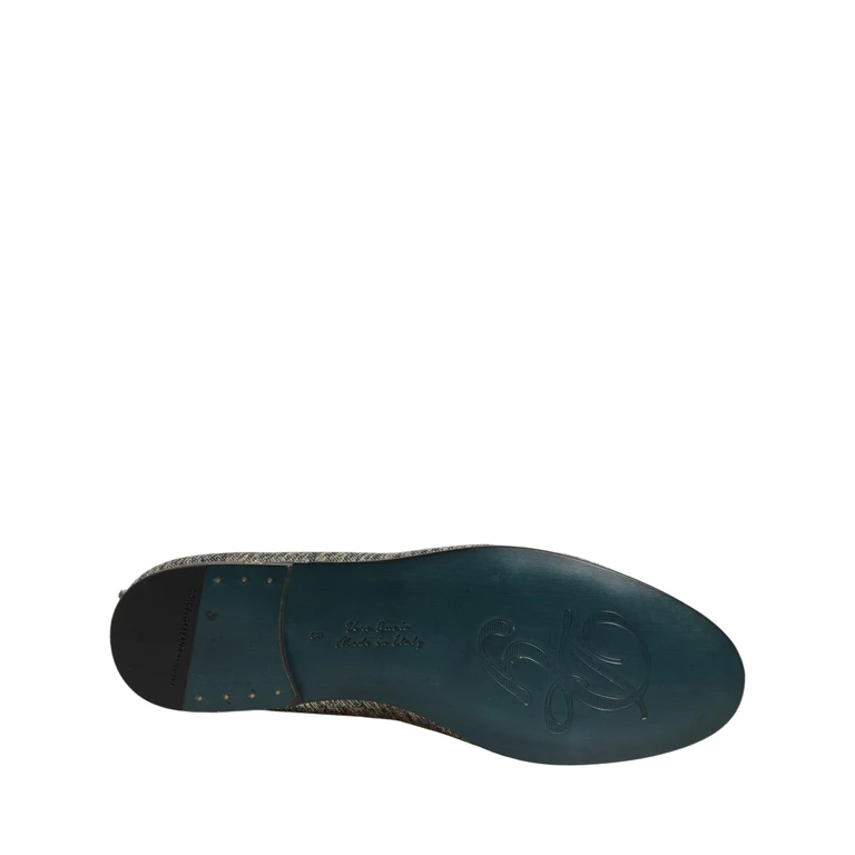Dolce & Gabbana Gray Glitter Lurex Dg Logo Dress Loafers Shoes Leather - Men