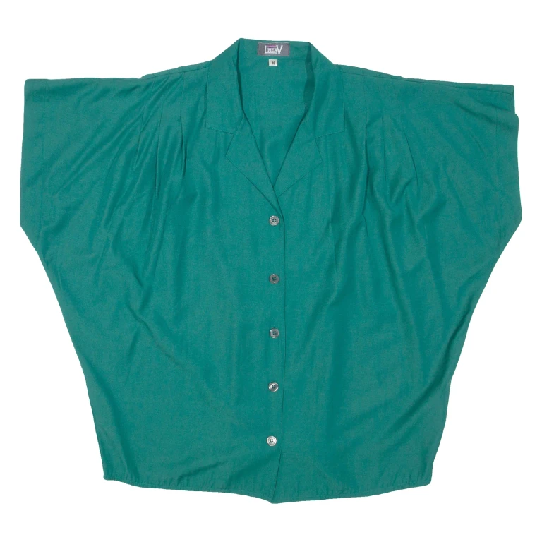 LINEA V Womens Blouse Green Collared L