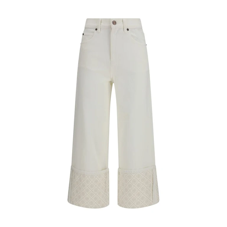 Jean droit à revers contrastants T Monogram