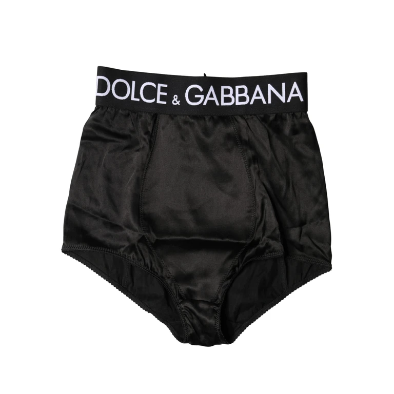 Dolce & Gabbana Black Logo Girdle High Waist Panty Underwear Elastane Silk Clothing - Women
