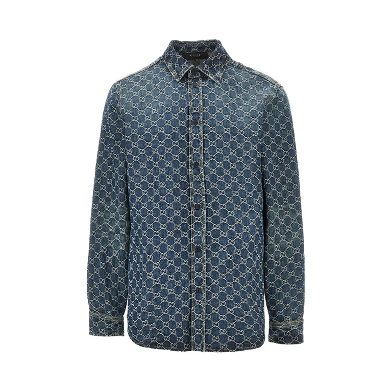 GUCCI Jacquard GG denim shirt Man 52