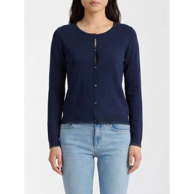 LIU JO Slim Fit Cardigan in Viscose Blend with Contrast Trims and Buttons (WXX056MS49I93921)