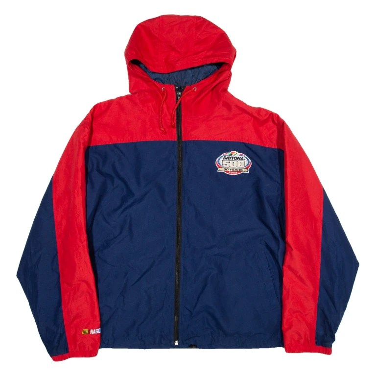 NASCAR Mesh Lined Mens Track Jacket Blue Hooded L