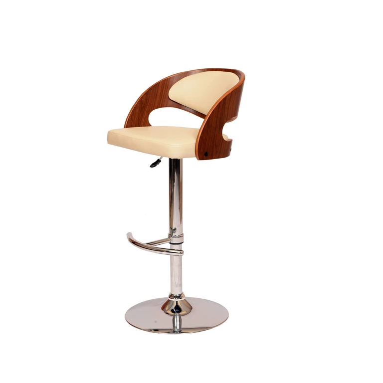 Malibu Cream Walnut Swivel Adjustable Bar Stool