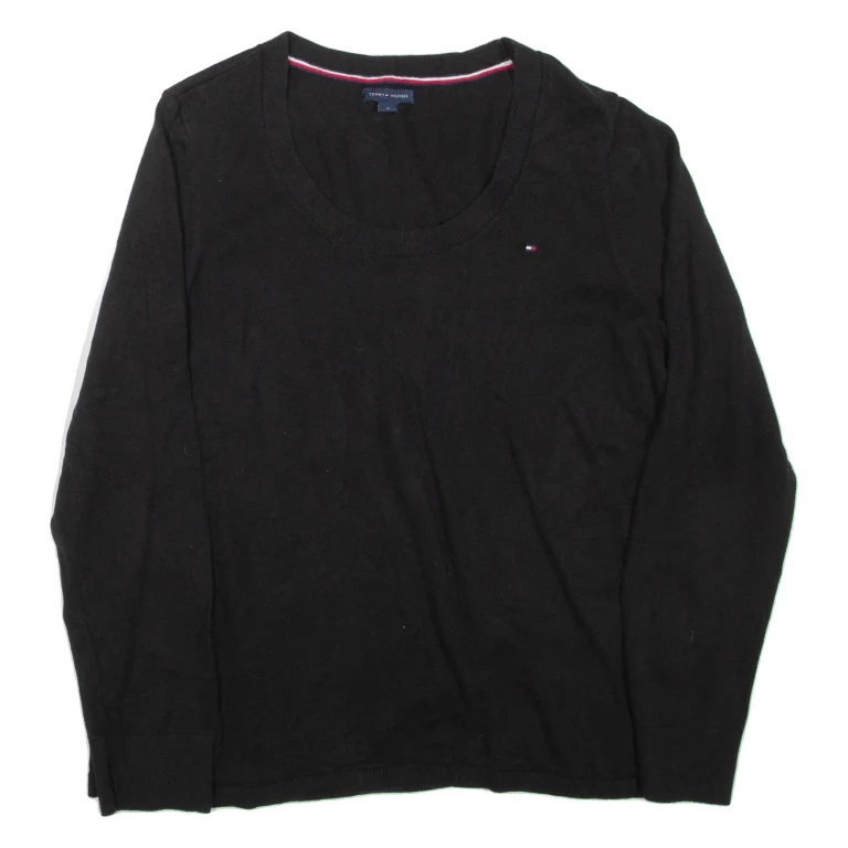 TOMMY HILFIGER Womens Jumper Black Tight Knit M