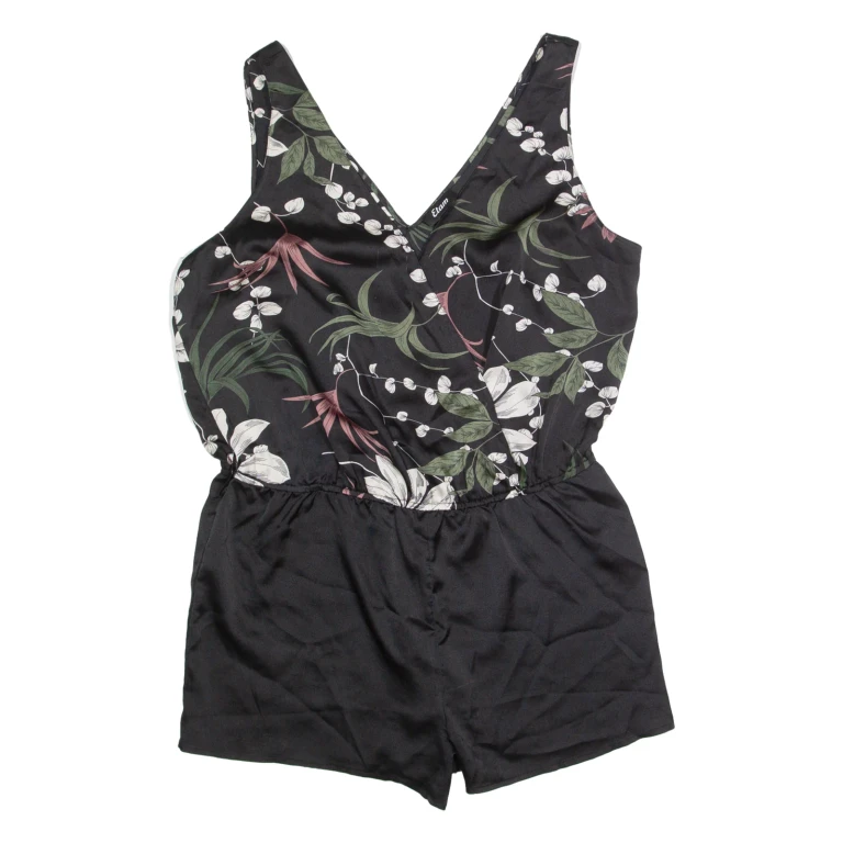 ETAM Womens Playsuit Black Floral Wide-Leg L