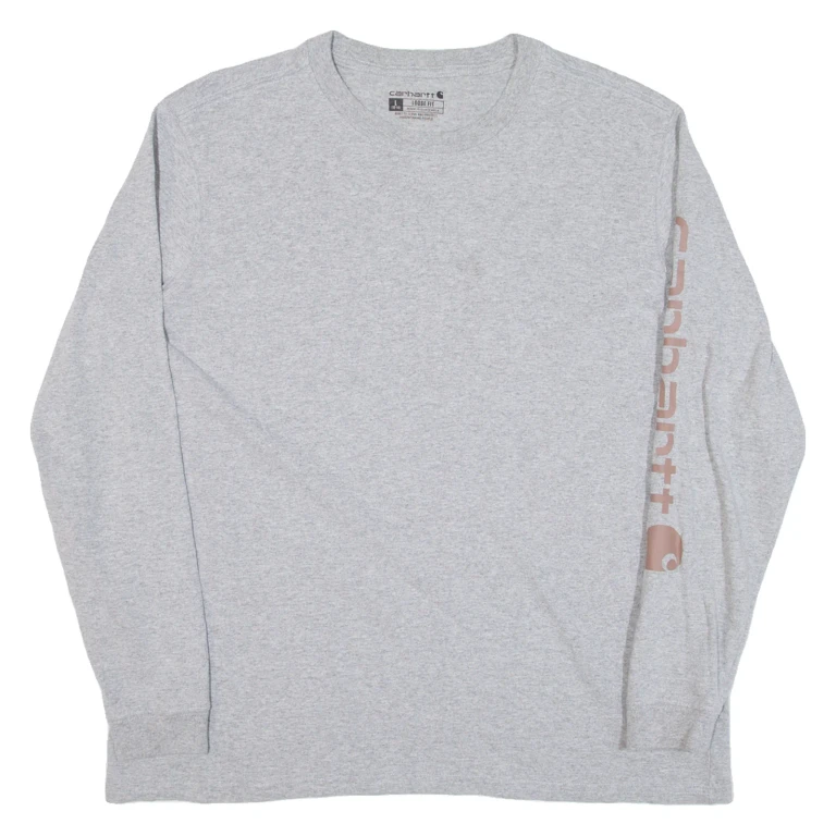 CARHARTT Loose Fit Womens T-Shirt Grey Long Sleeve L