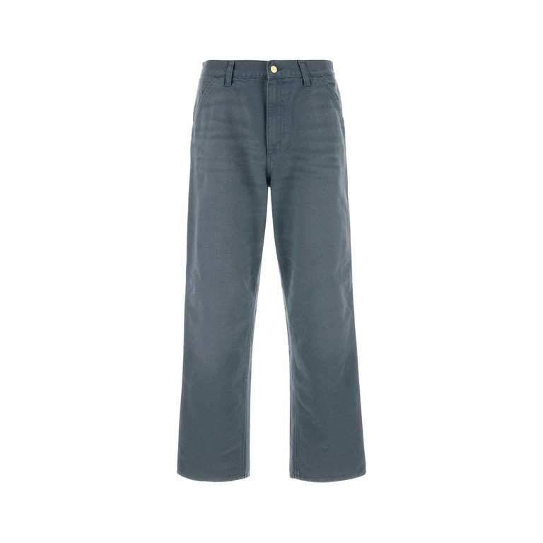 Carhartt Wip Air Force Bleu Canvas Single Knee Pant Cozybluestonecanvas Exterior: Cotton Pantaloni - Men