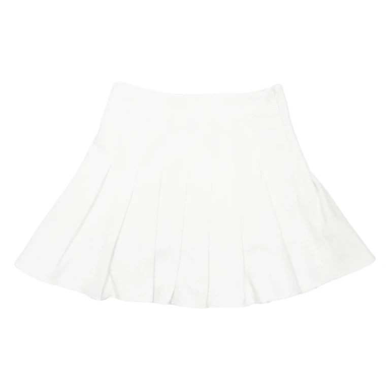 Womens Pleated Skirt White Short XS