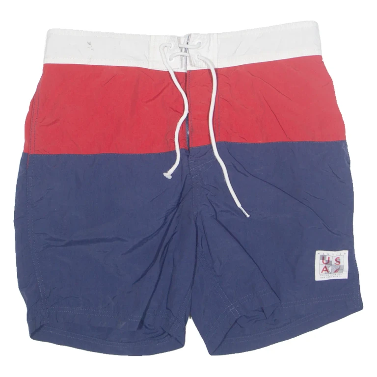 NAUTICA Mesh Lined Sailing Club Mens Swimming Shorts Blue Colourblock M W32