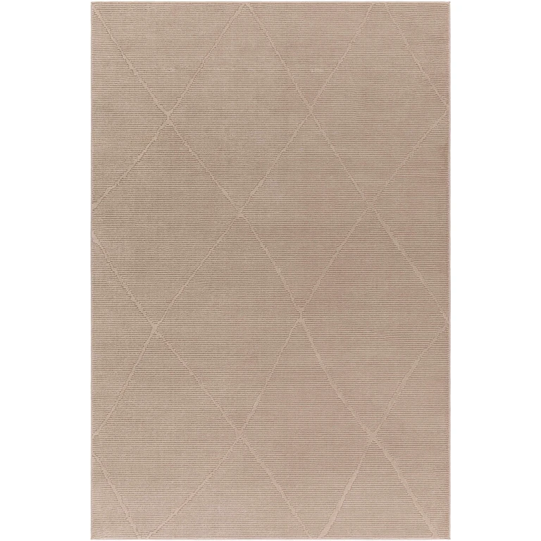 Aldis Tan Plush Textured Washable Rug - Clearance