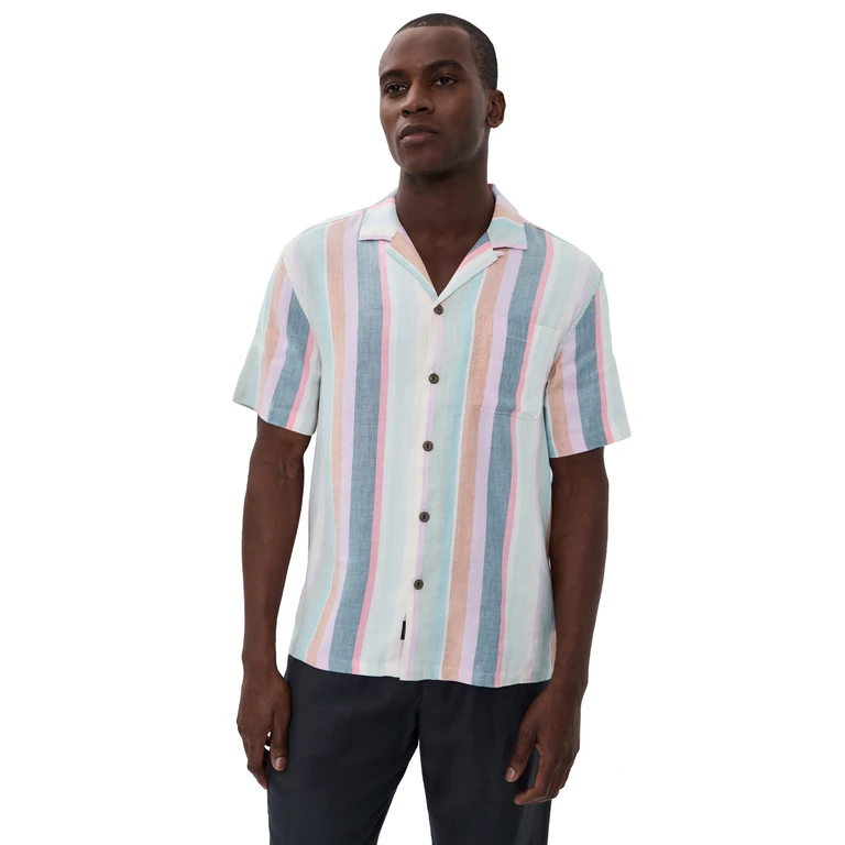 Faherty Breeze Camp Shirt Grey Shores XXL