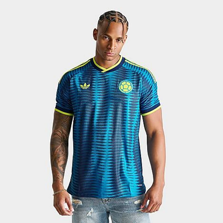 adidas Men's Colombia 2026 Away Authentic Soccer Jersey in Mystery Petrol/Team Navy Blue Size: Small