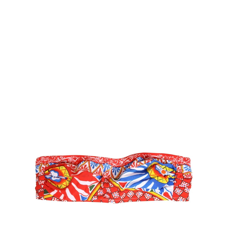 Dolce & Gabbana Multicolor Carretto Bandeau Swimsuit Top Swimwear Nylon Elastane - Women