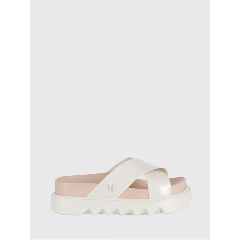 Cozy Cross Platform AD PVC Sandals with Crossover Straps (38073BU396ADBEIGEBROWN)