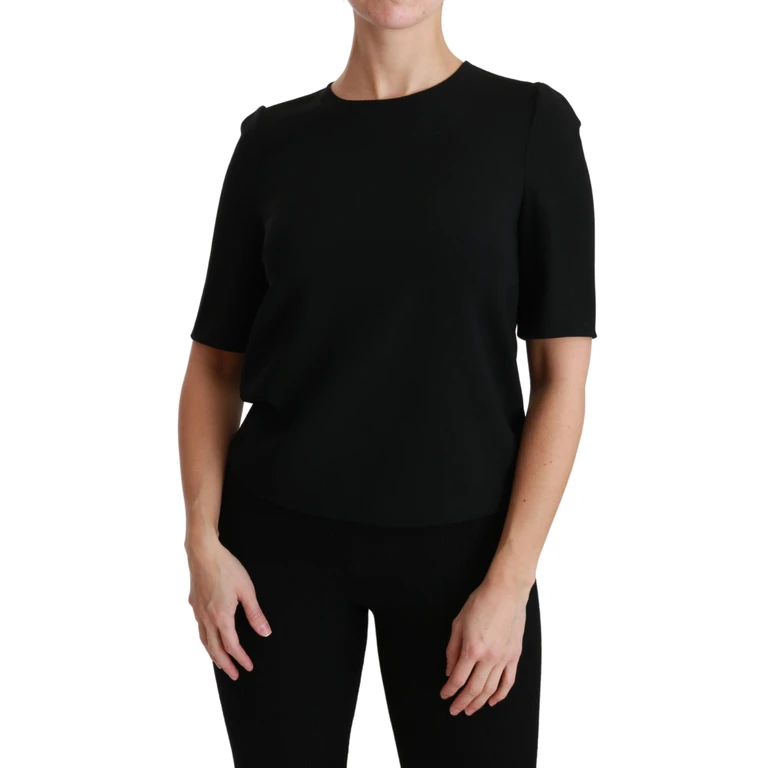 Dolce & Gabbana Black Short Sleeve Casual Top Stretch Blouse - Women