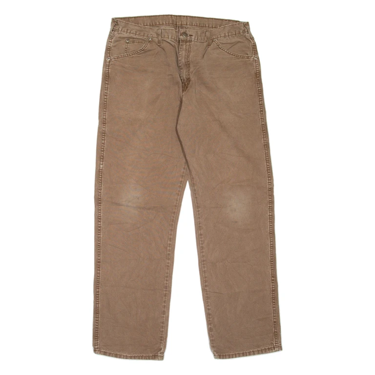DICKIES Workwear Mens Jeans Brown Regular Straight W36 L32