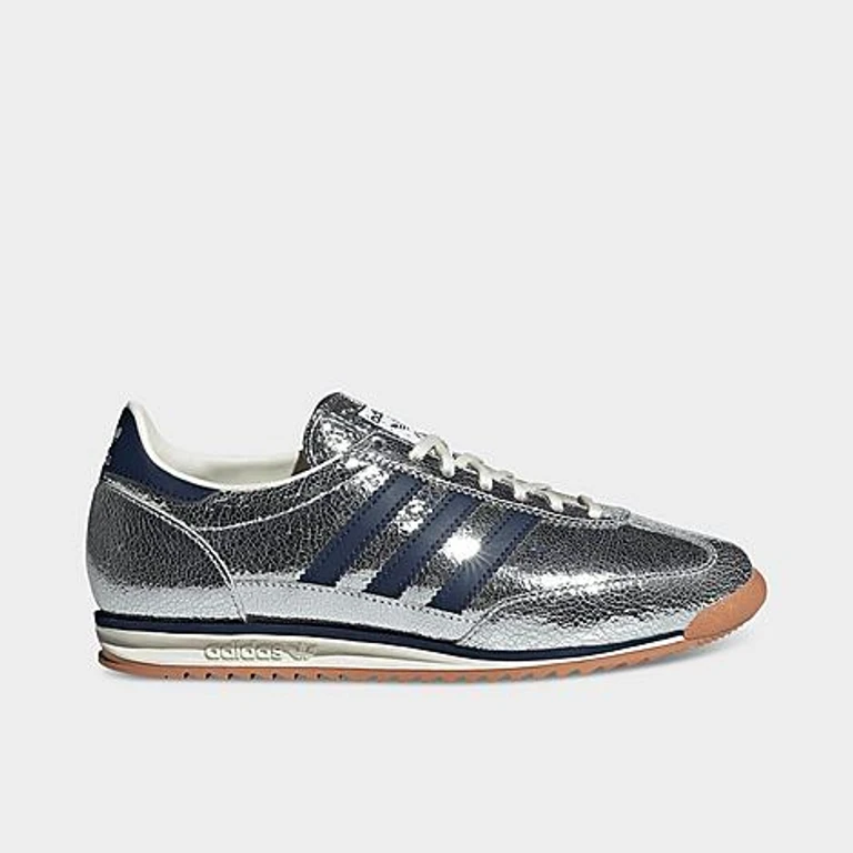 adidas Women's Originals SL 72 OG Casual Shoes in Silver Metallic/Collegiate Navy/Off White Size: 5.0