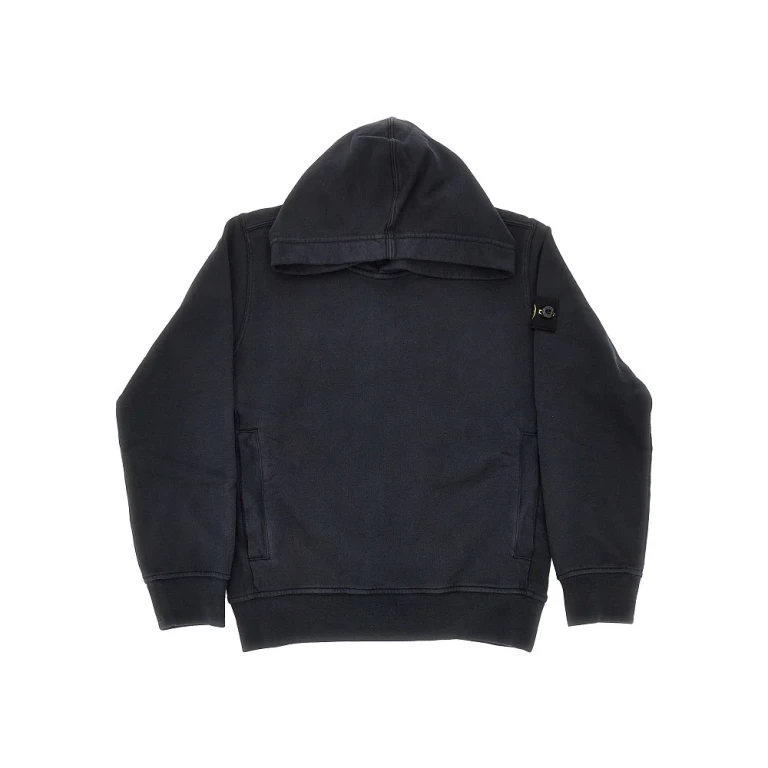 Sweat à capuche Stone Island en coton bio avec badge logo pour enfant (8 ans)