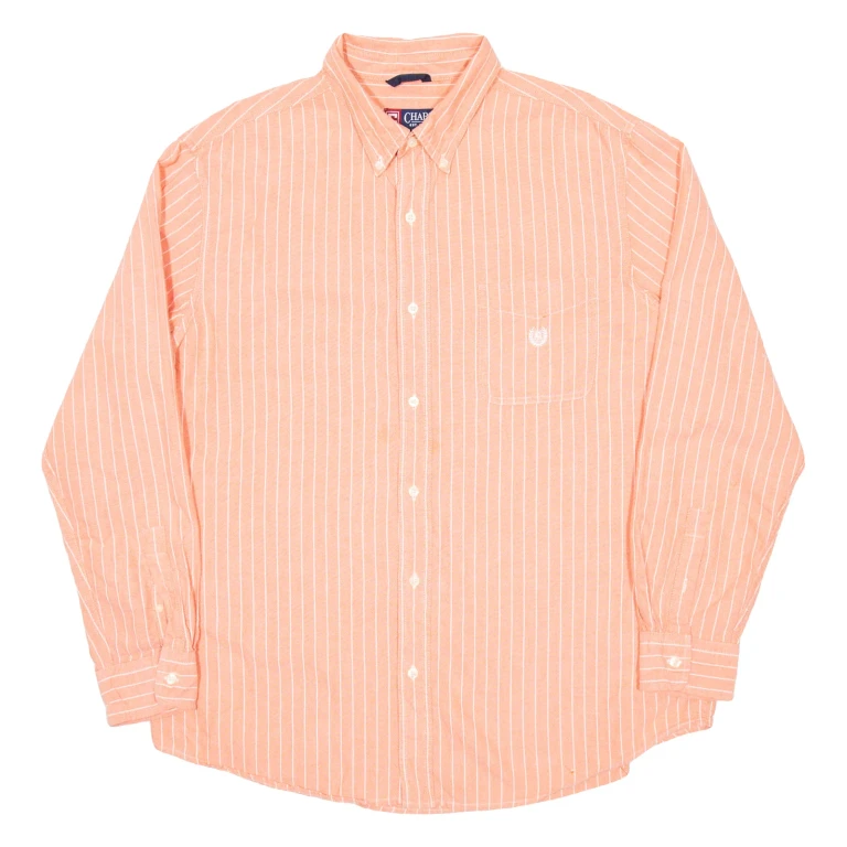 CHAPS Mens Shirt Orange Pinstripe Long Sleeve XL
