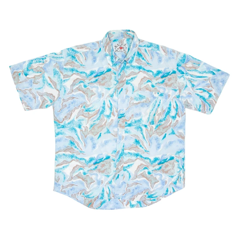 Mens Shirt Blue Crazy Pattern L