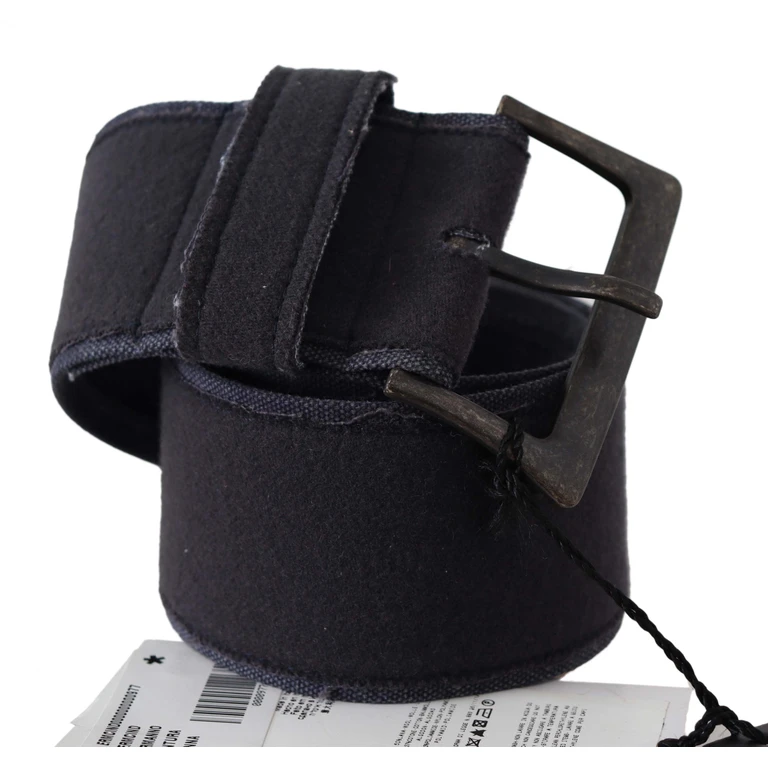 Black Leather Wide Buckle Waist Luxury Belt - Women