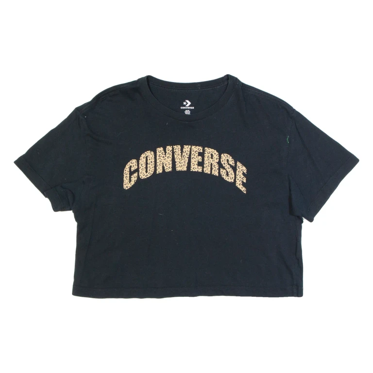 CONVERSE Cropped Womens T-Shirt Black XS