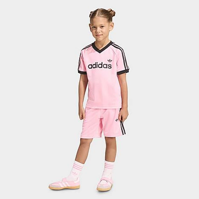 adidas Little Kids Originals Jersey and Shorts Set in Light Pink Size: XS