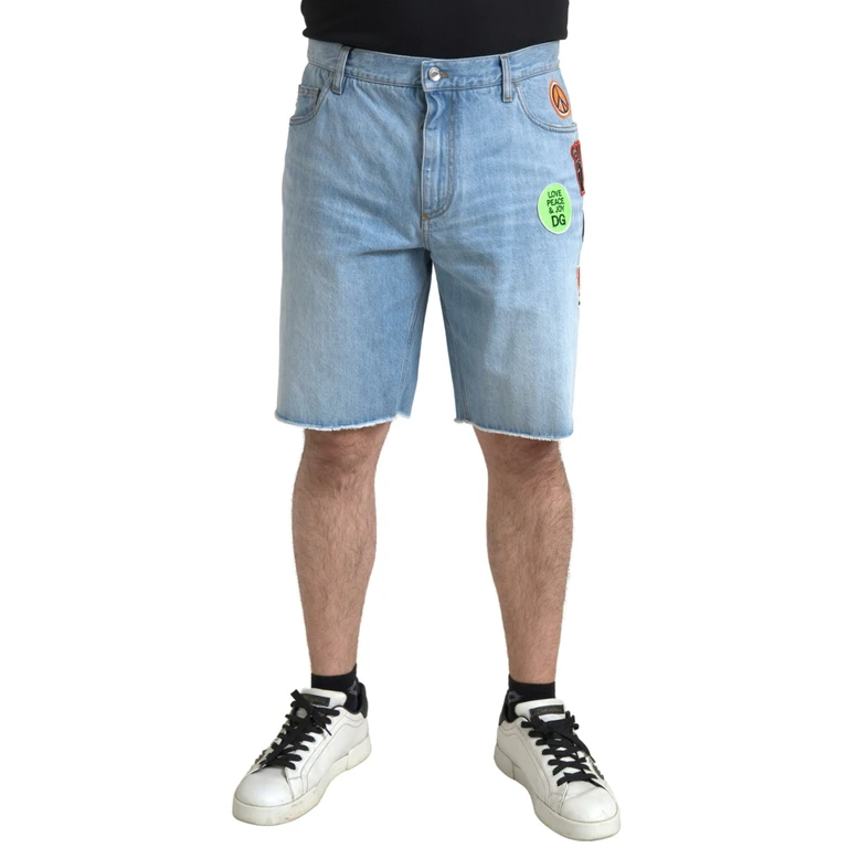 Dolce & Gabbana Light Blue Cotton Men Bermuda Denim Shorts - Men