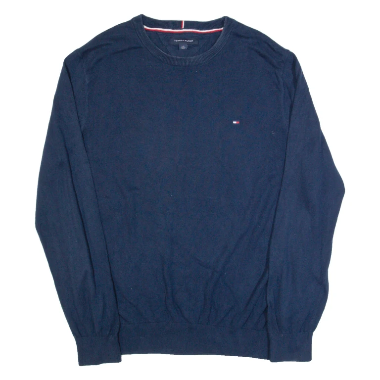 TOMMY HILFIGER Mens Jumper Blue Tight Knit L