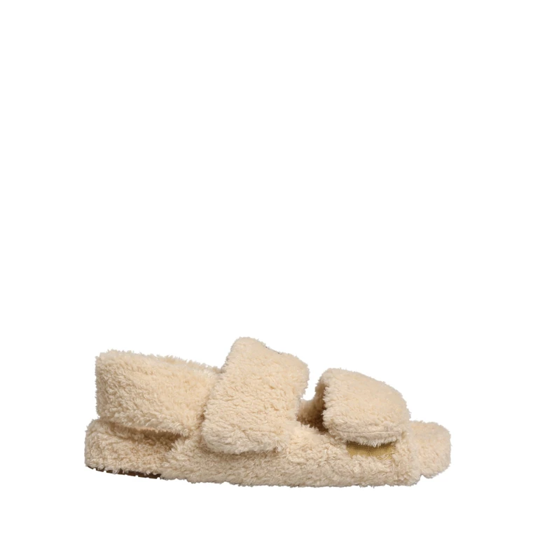 Dolce & Gabbana Beige Faux Fur Slides Men Flats Sandals Shoes - Men