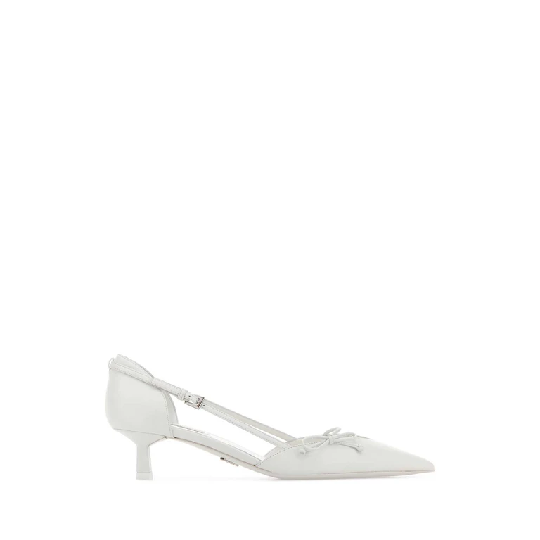 White Leather Pumps Bianco Scarpe Con Tacco - Women