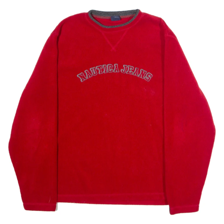 NAUTICA Mens Fleece Red Crew Neck M