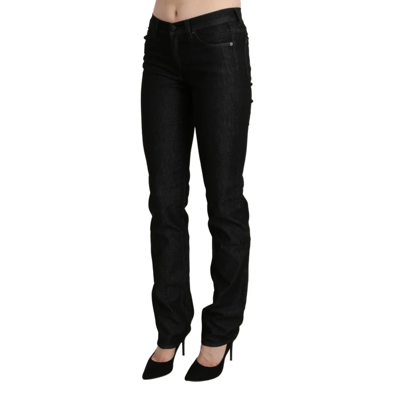 Ermanno Scervino Black Mid Waist Skinny Slim Denim Trouser Cotton - Women