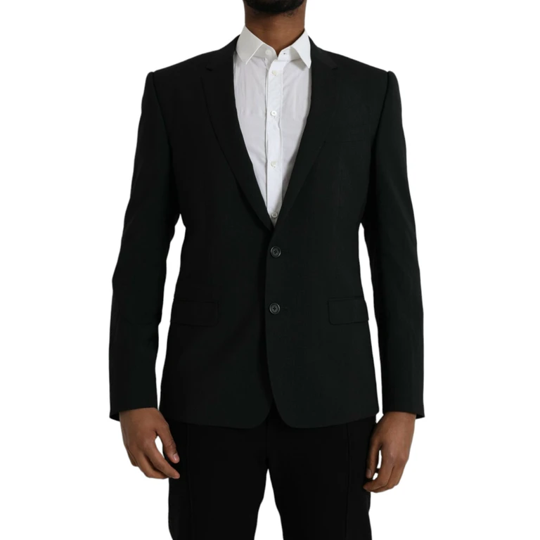 Dolce & Gabbana Blue Gold Notch Single Breasted Coat Blazer Clothing - Men