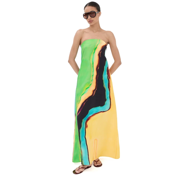 Christopher Esber Aura Silk Strapless Dress Valencia/Multi 4