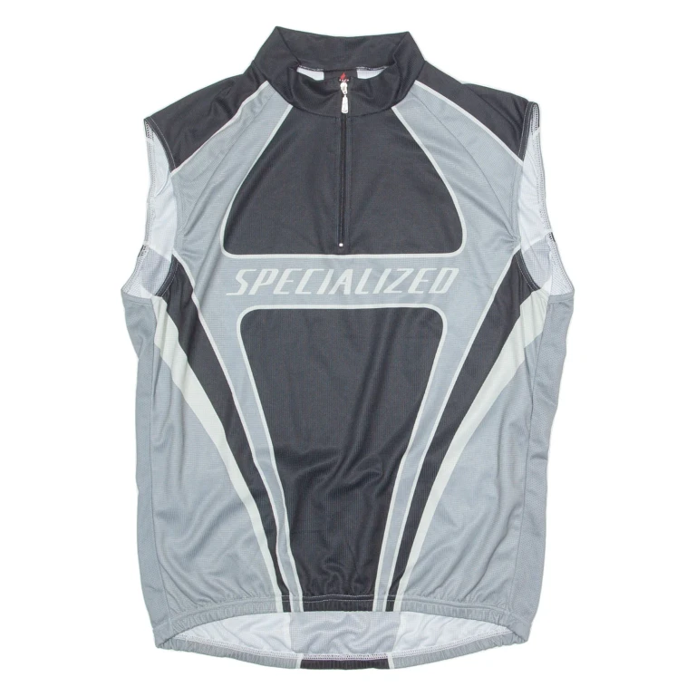 SPECIALIZED Cycling Mens Jersey Grey Sleeveless 1/4 Zip 3XL