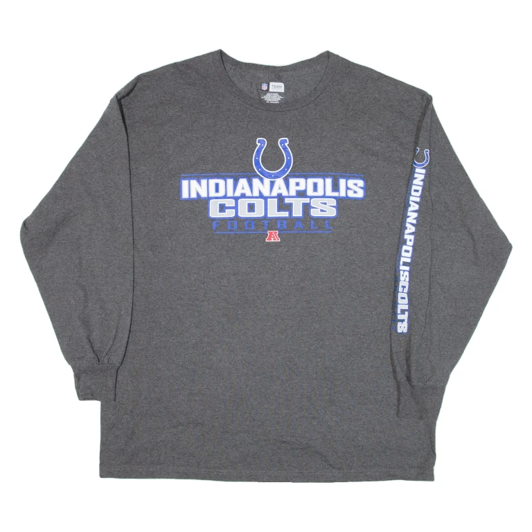 NFL Indianapolis Colts Football Mens T-Shirt Grey Long Sleeve USA XL