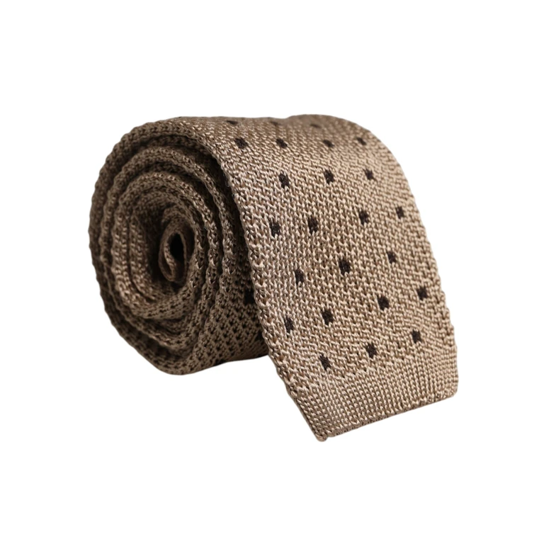 Dolce & Gabbana Beige Polka Dot Silk Adjustable Necktie Tie Wool - Men