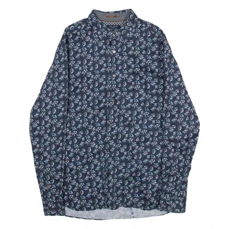 TED BAKER Mens Shirt Blue Floral Long Sleeve M