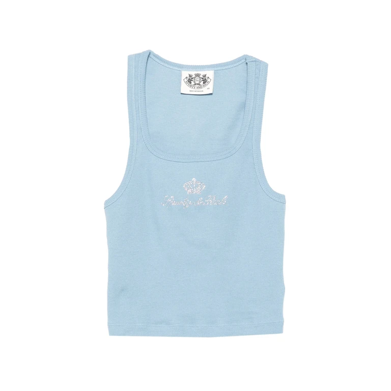 Sporty & Rich Juicy Rhinestone-logo Ribbed Tank Top