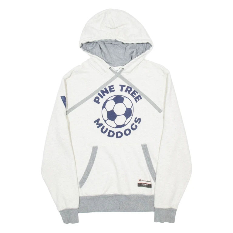 CHAMPION Pinetree Muddogs Mens Cream Hoodie M